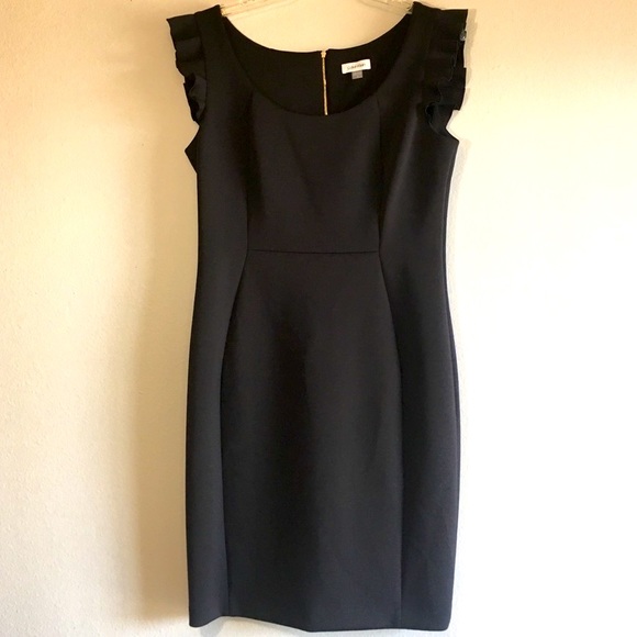 Calvin Klein Dresses & Skirts - NWT Calvin Klein Ruffled Dress Midi Sheath Black